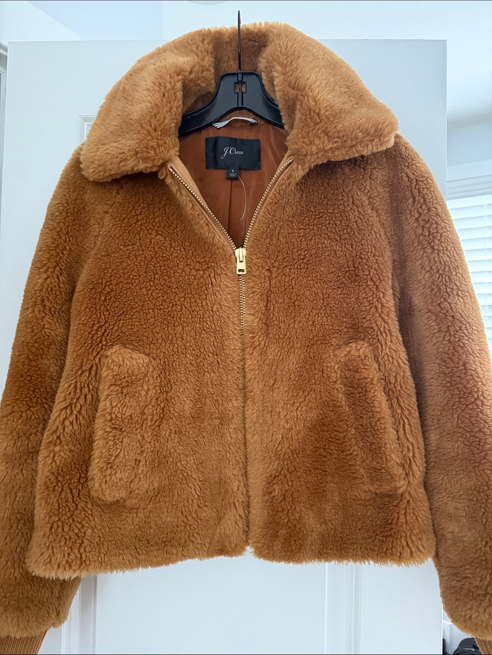 J. Crew Teddy Zip-Up Jacket in Camel Brown